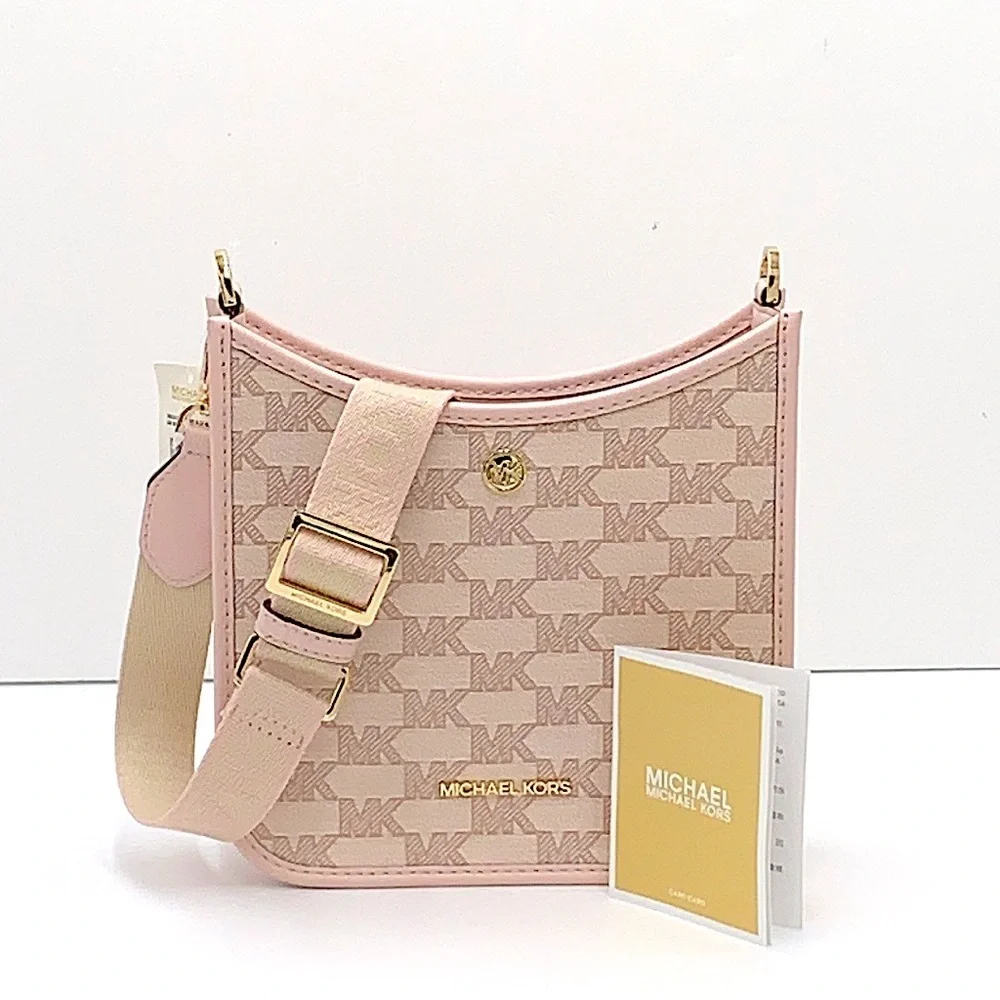 MICHAEL KORS Briley Small Logo Messenger Xbody Bag POWDER BLUSH MULTI COLOR